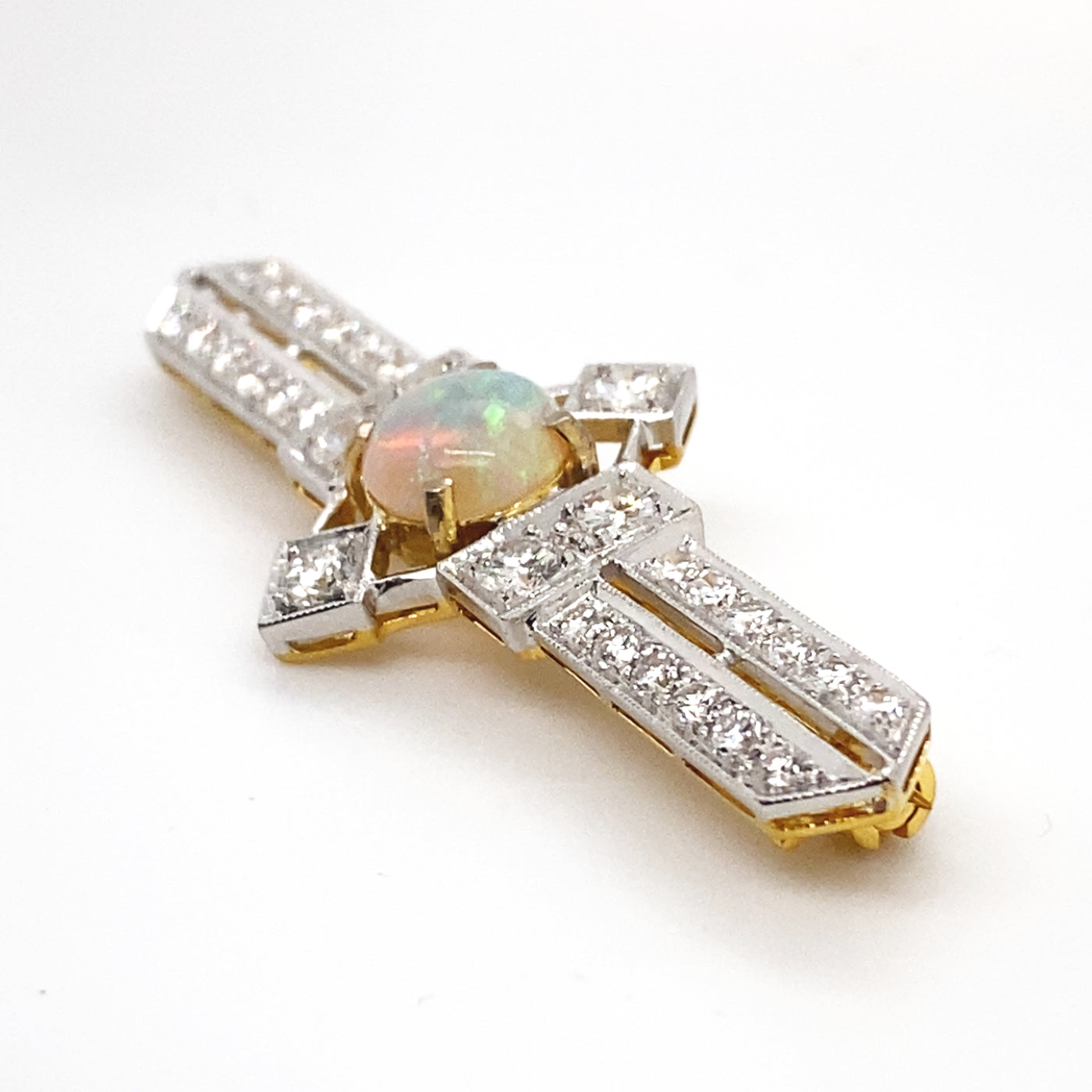 Opal Glam - Stabbrosche mit Opal und Diamanten