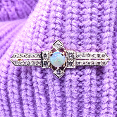 Opal Glam - Stabbrosche mit Opal und Diamanten