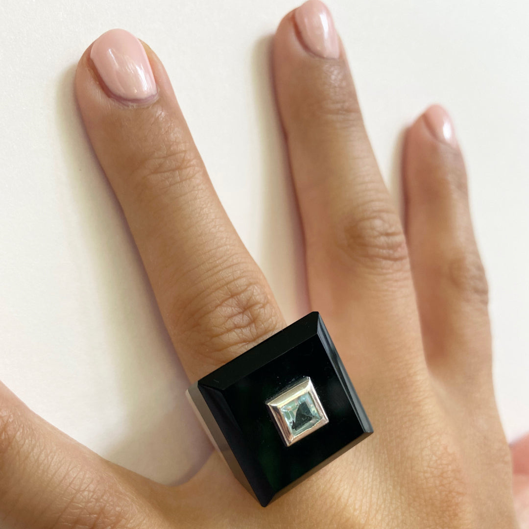 David Sigal Ring Sterling Silver Blue Sapphire David Sigal CA Ring