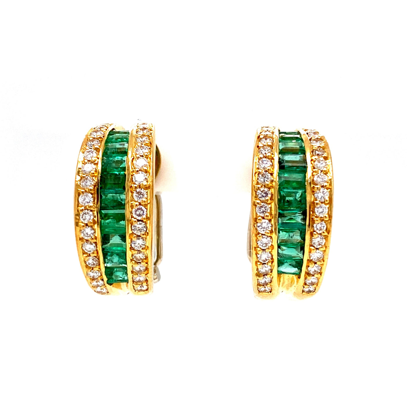 The Sparkling Green Light - Goldohrringe mit Smaragden und Diamanten