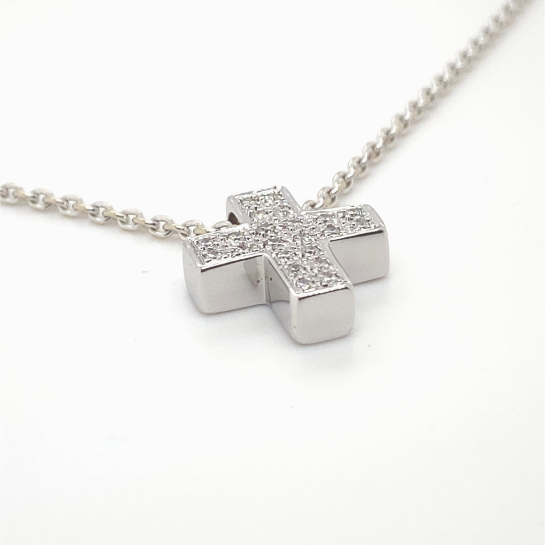 Faith, Love, Hope - Edles Weißgoldkreuz mit Diamanten