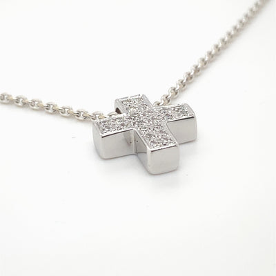 Faith, Love, Hope - Edles Weißgoldkreuz mit Diamanten